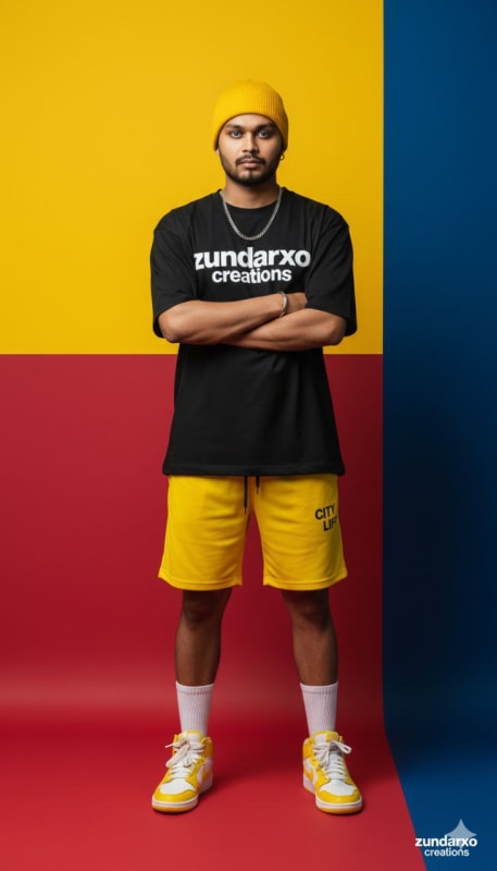 Vibrant Geometric Streetwear Portrait thumbnail 3