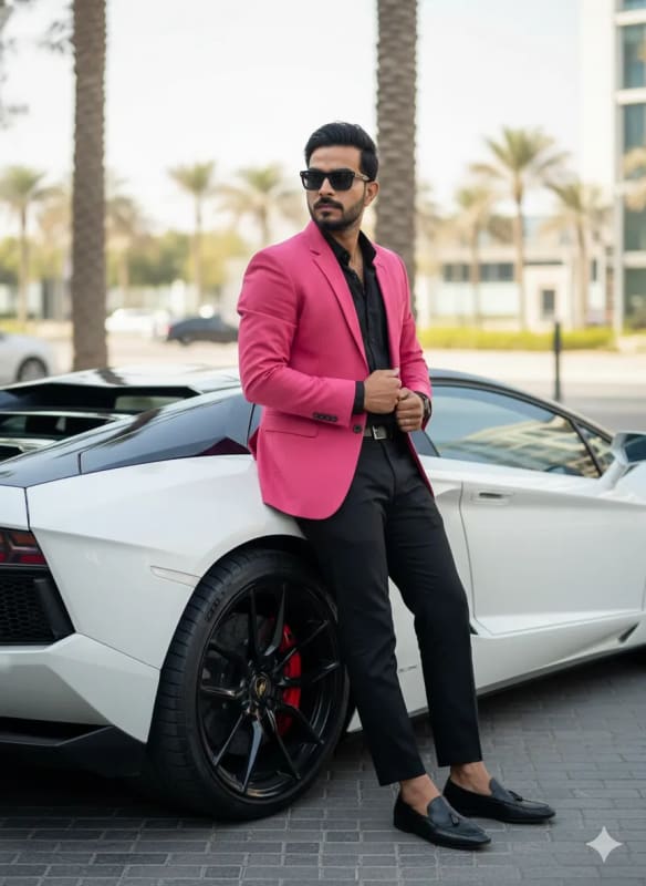 Hyper-Realistic Portrait of a Stylish Man with a Lamborghini - view 1