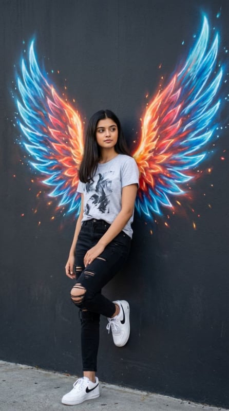Urban Neon Wings Street Portrait thumbnail 3