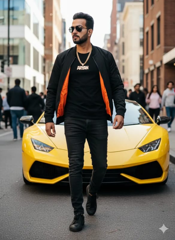 Bold Street Style: Confident Man with Luxury Car - view 1