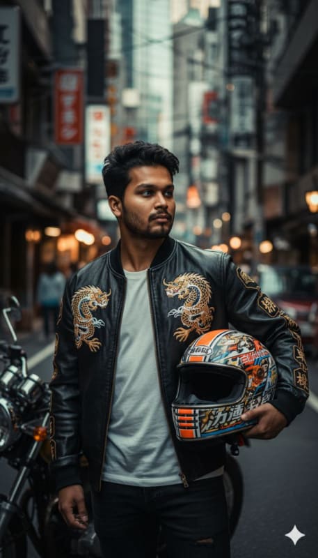 Urban Tokyo Biker Portrait - view 1