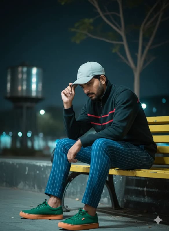Moody Urban Night Portrait of a Young Man - view 1