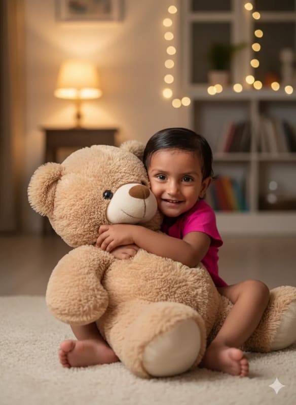 Cute Baby with Teddy Bear 8K Ultrarealistic Image - view 1