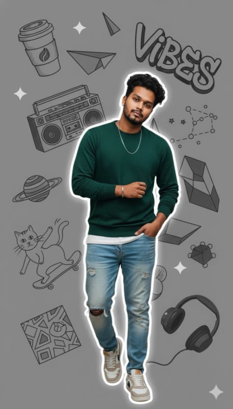 Trendy Collage Background Mirror Selfie thumbnail 2