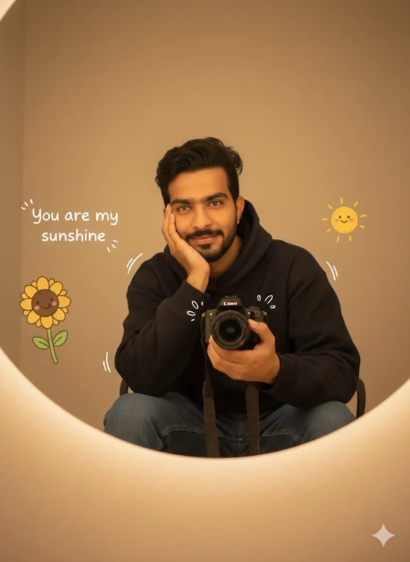 Cozy Aesthetic Mirror Selfie with Cartoon Doodles thumbnail 2