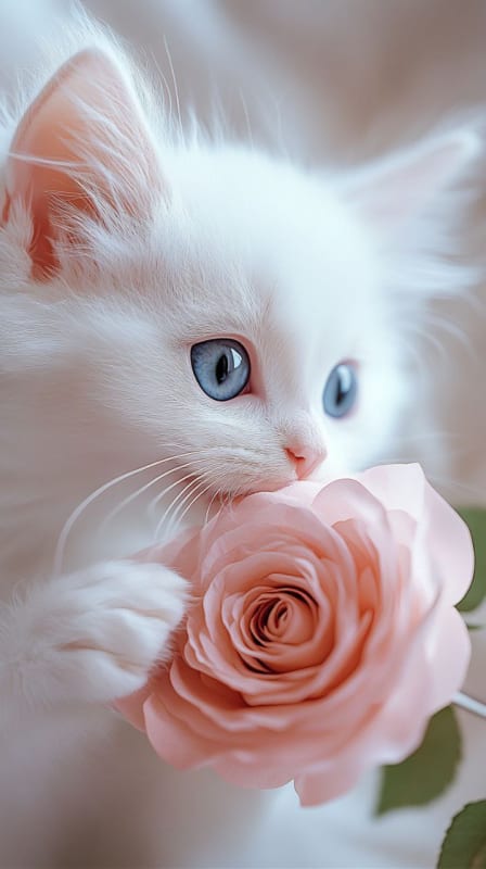 Kitten and Rose Hyperrealistic Pet Portrait thumbnail 3