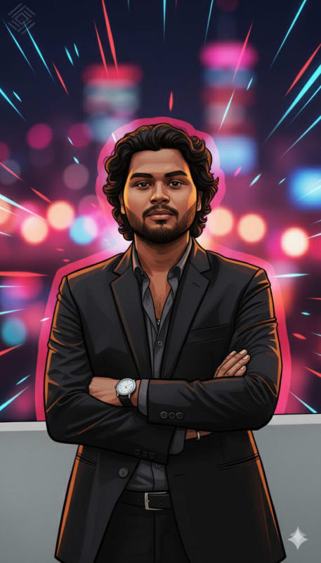 Stylish Man in Black Suit - Neon Night thumbnail 2