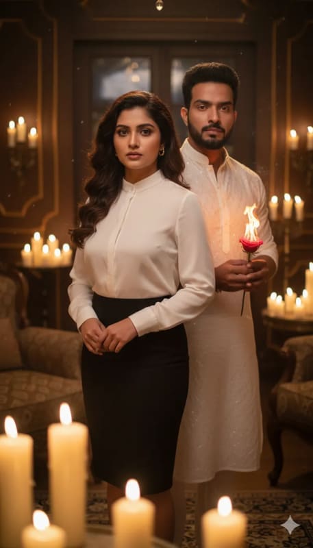 Romantic Candlelit Portrait of a Stylish Couple - view 1