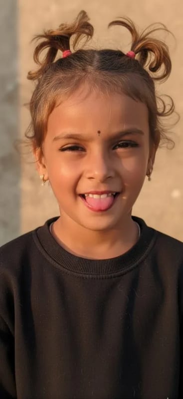 Stylish 7-Year-Old Girl Portrait in Natural Light - view 1