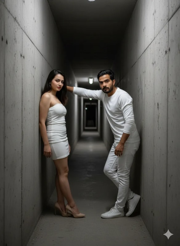 Edgy Couple Photo in Concrete Tunnel: AI Art Prompt - view 1