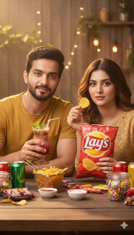 Stylish Couple Editorial Portrait with Junk Food thumbnail 2