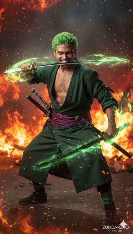 Realistic Roronoa Zoro Santoryu Cosplay thumbnail 2