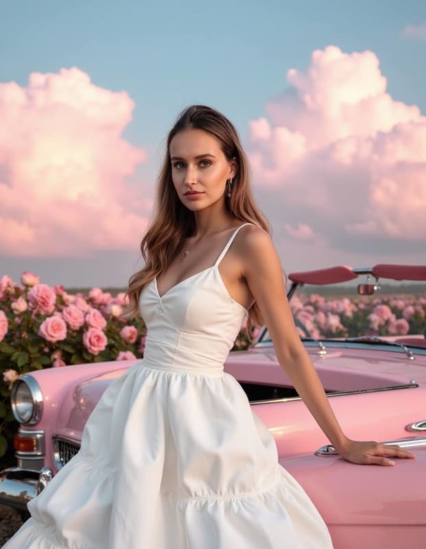 Ultra-Realistic Portrait: Woman in Pink Rose Garden thumbnail 2
