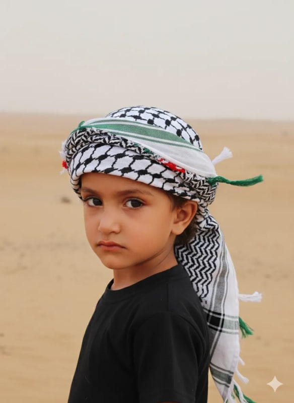 Palestinian Portrait in Desert Sunlight - view 1