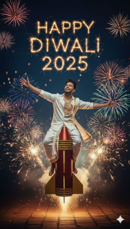 Cinematic Diwali Rocket Portrait: Happy Diwali 2025 thumbnail 2