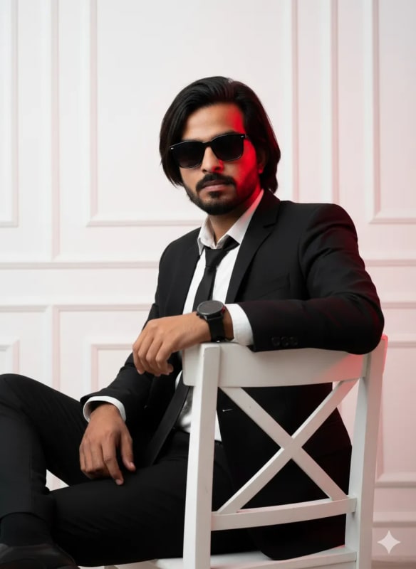 Stylish Man in Black Suit: High-Fashion Editorial Portrait thumbnail 2
