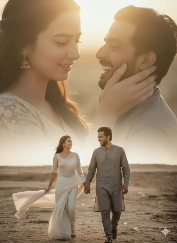 Romantic Double Exposure Portrait: Cinematic Couple Poster - view 1