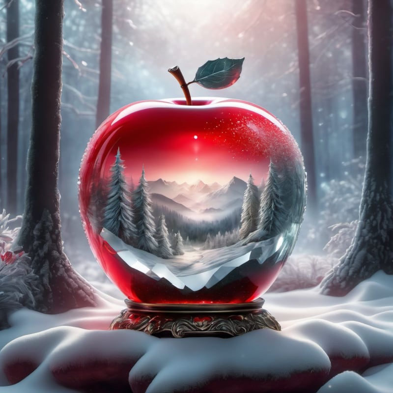 Epic Crystal Apple in Winter Forest: 8K Hyperrealistic Digital Painting thumbnail 4