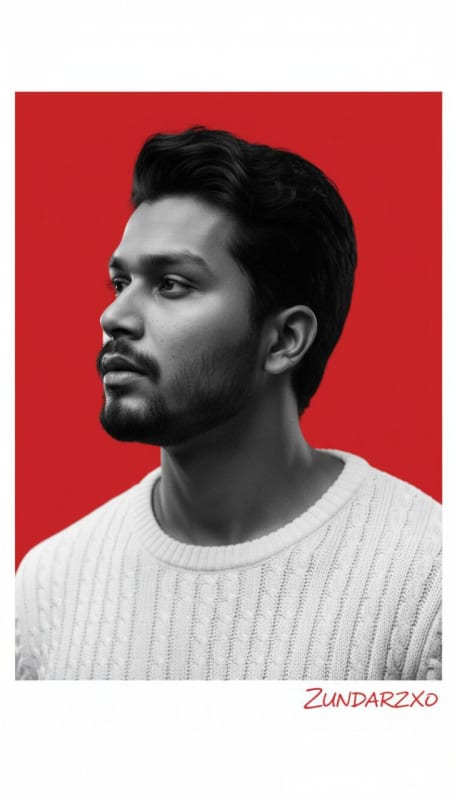 Red Frame Monochrome Portrait thumbnail 2