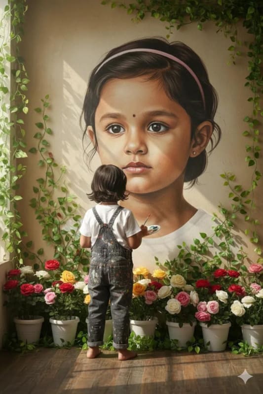 Artist Painting Self-Portrait Mural - view 1