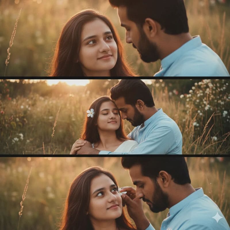 Golden Hour Garden Romance: Triptych Photography Prompt - view 1