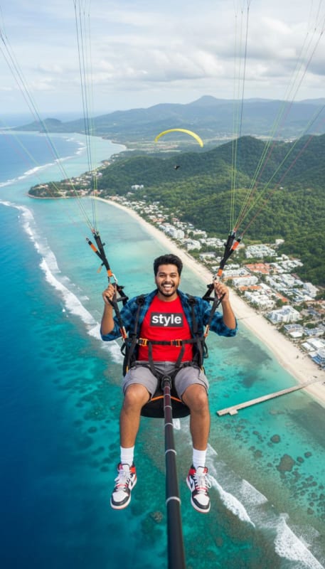 Paragliding Adventure Over Tropical Coastline: A Vibrant AI Image Prompt thumbnail 2