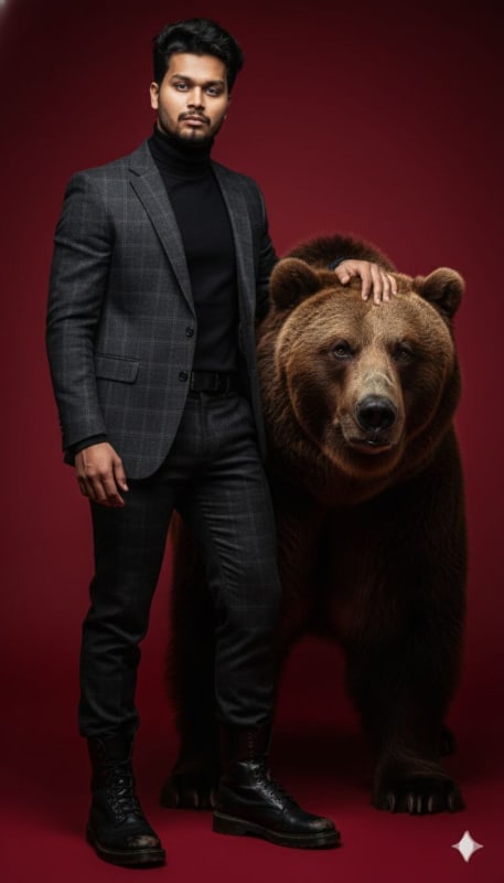 Suited Man & Massive Brown Bear - view 1