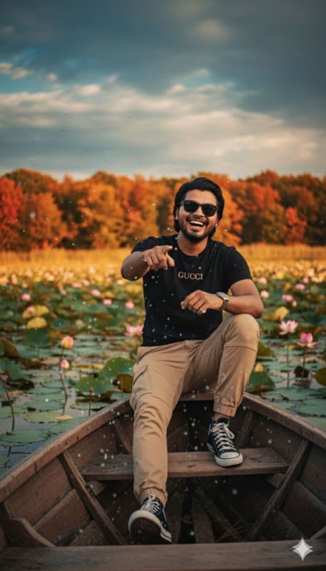 Cinematic Lotus Lake Splash Portrait - view 1
