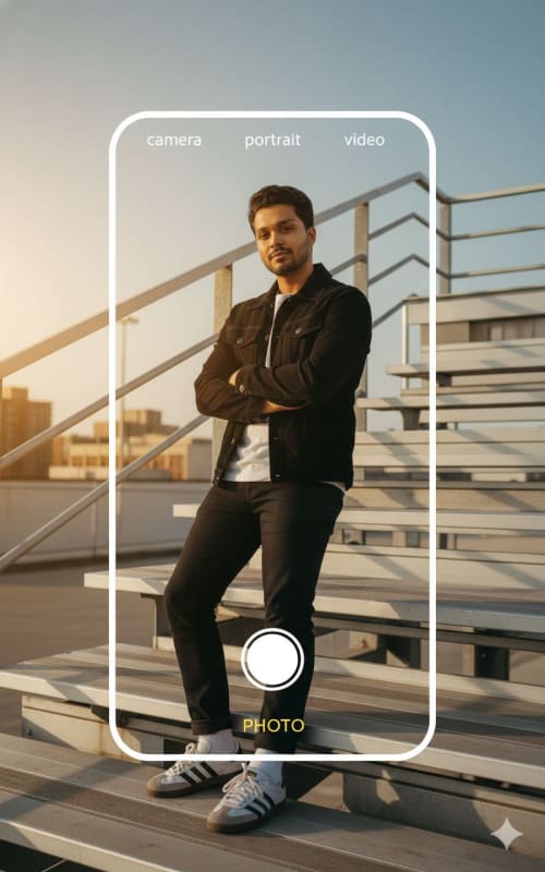 Photorealistic Portrait in Smartphone Camera UI Frame thumbnail 2