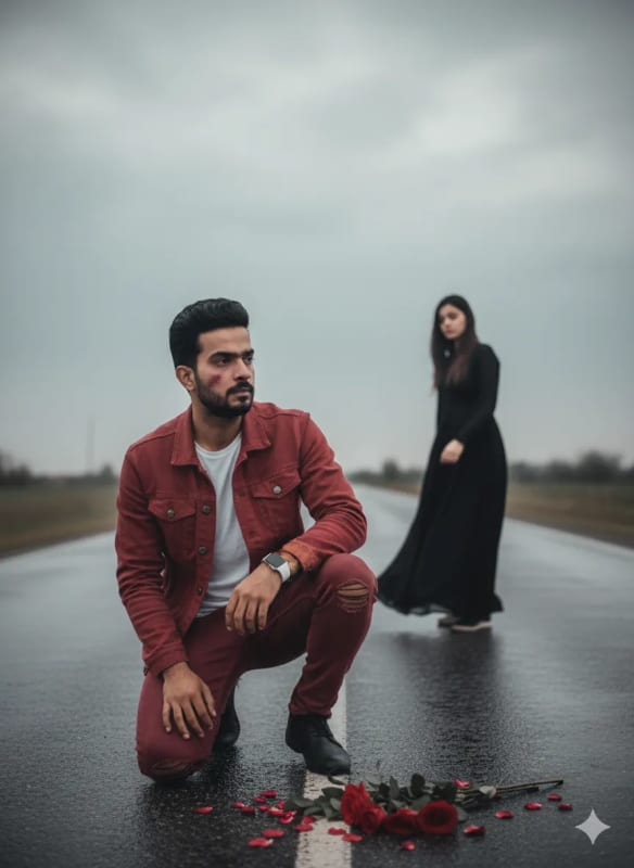 Heartbreak on an Empty Road: Cinematic Portrait at Dusk thumbnail 2