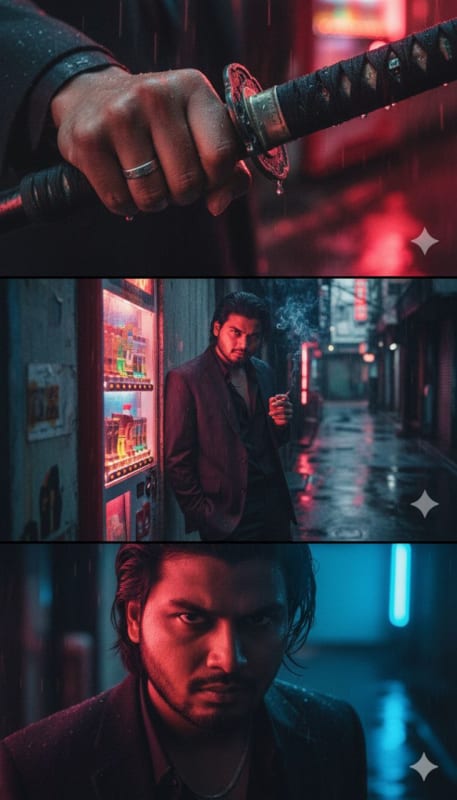 Neo-Noir Yakuza: Cinematic Tokyo Multi-Panel - view 1