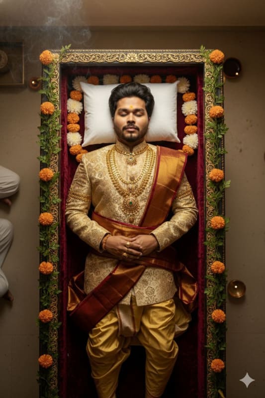 Royal Funeral Scene: Hyper-Realistic South-Indian King - view 1