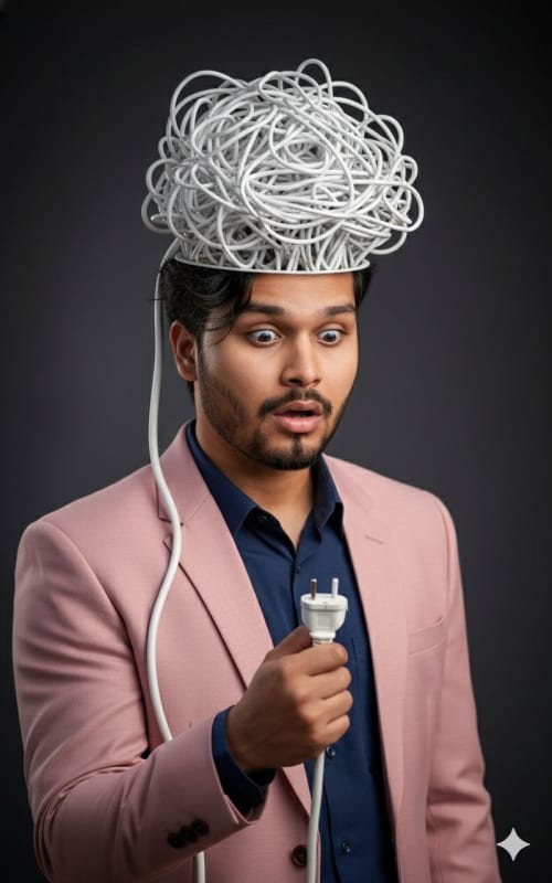 Surreal Portrait: Man with Electrical Brain - view 1