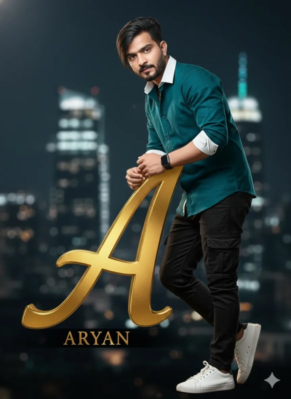 Stylish Men's Portrait with Letter A in Cinematic Style thumbnail 2