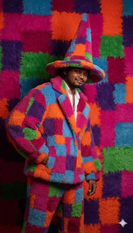Avant-Garde Fluffy Patchwork Fashion thumbnail 2