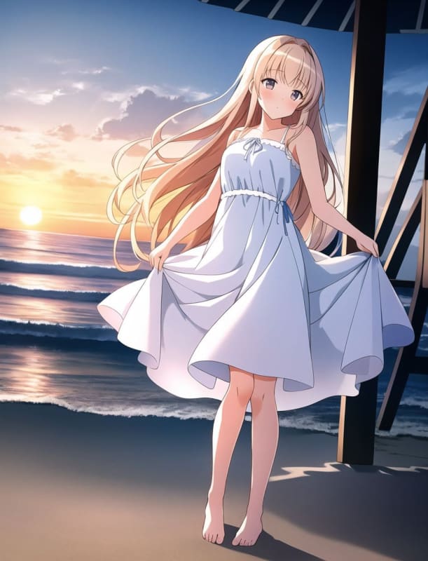 Sunset Beach Serenity: A Romantic Seaside Portrait thumbnail 6