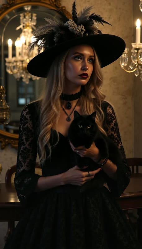 Gothic Witch Portrait in Victorian Lace: AI Art Prompt thumbnail 2