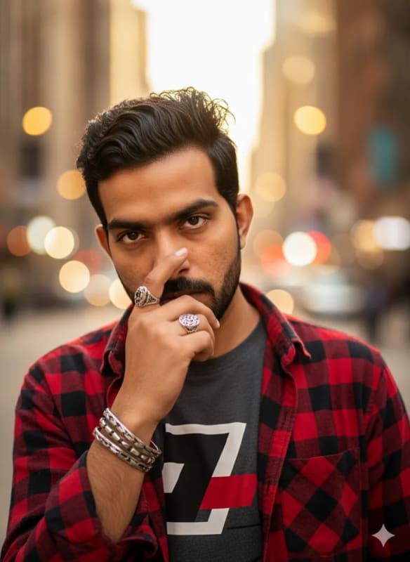 Stylish Young Man Portrait in Urban Setting at Golden Hour - view 1
