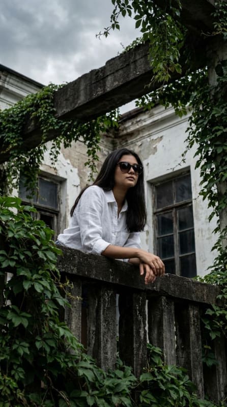 Moody Urban Balcony Fashion Editorial - view 1