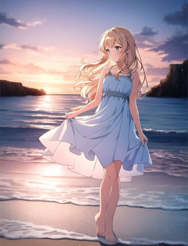 Sunset Beach Serenity: A Romantic Seaside Portrait - view 1