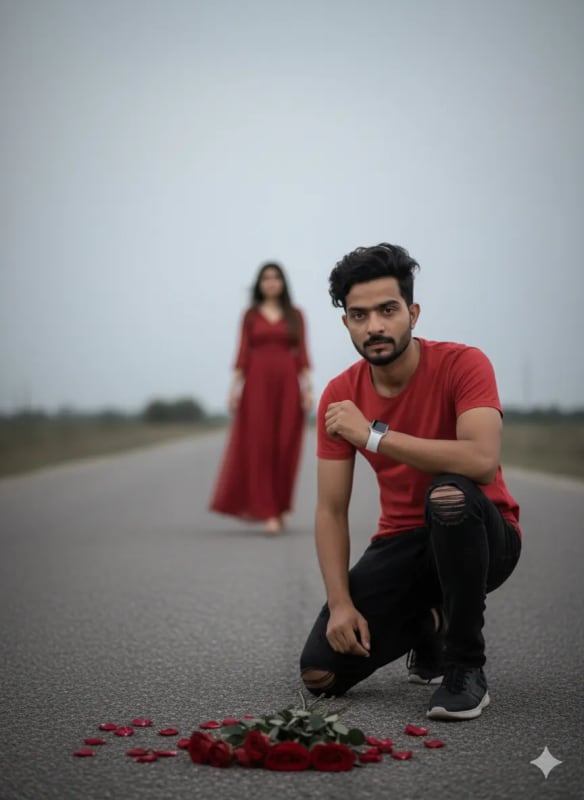 Heartbreak on an Empty Road: Cinematic Portrait at Dusk thumbnail 3