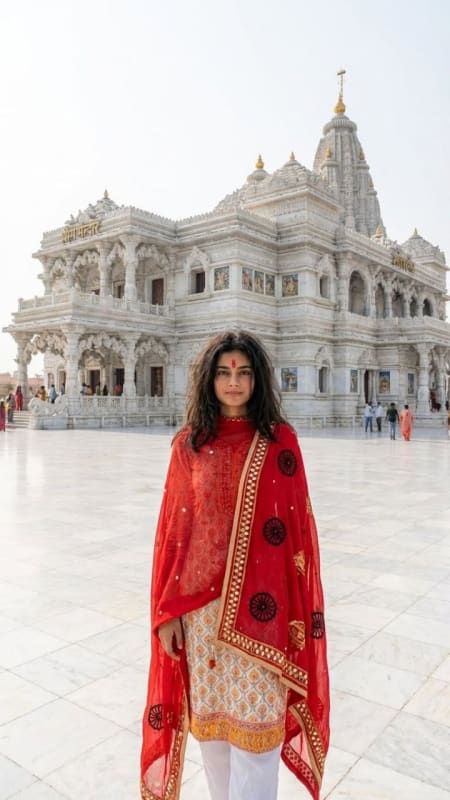 Realistic Prem Mandir Devotee Portrait thumbnail 3