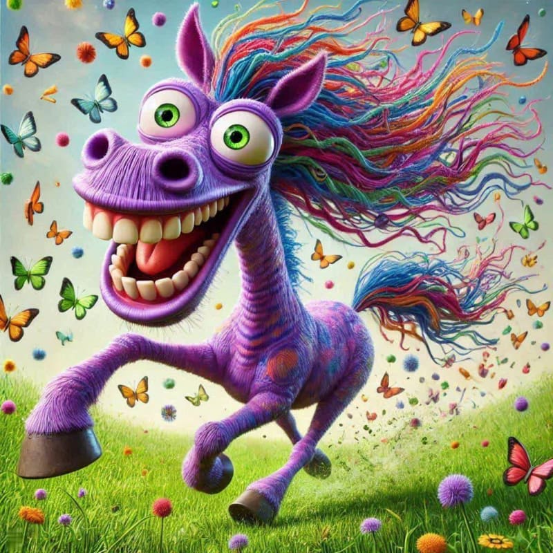 Whimsical Purple Horse Caricature Prompt - view 1