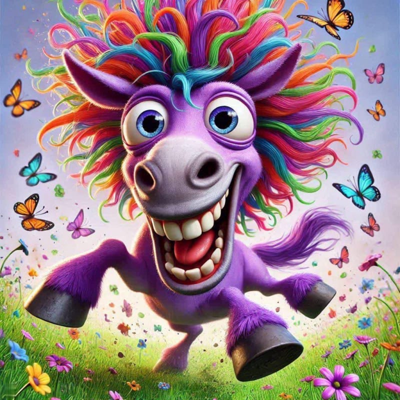 Whimsical Purple Horse Caricature Prompt thumbnail 4