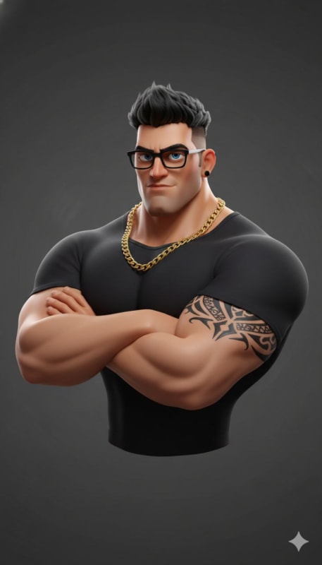 Modern Stylized 3D Muscular Character - view 1