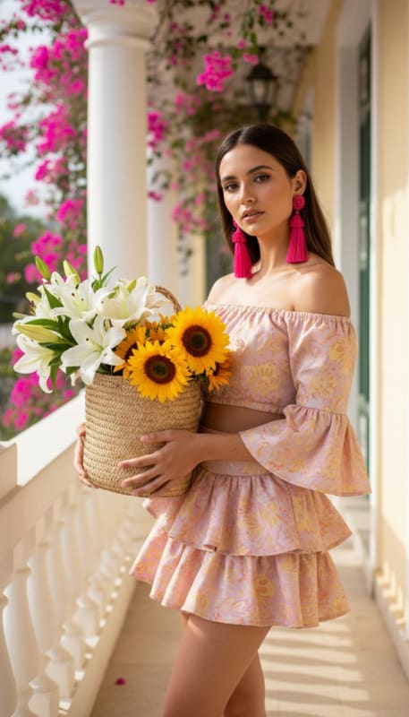 Vibrant Colonial Balcony Fashion Portrait thumbnail 3