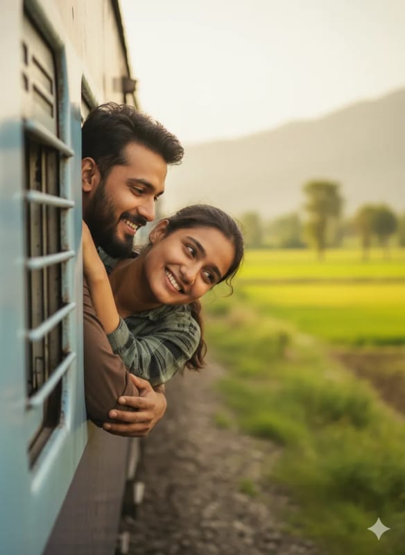 Romantic Train Ride: Cinematic Couple Portrait thumbnail 2