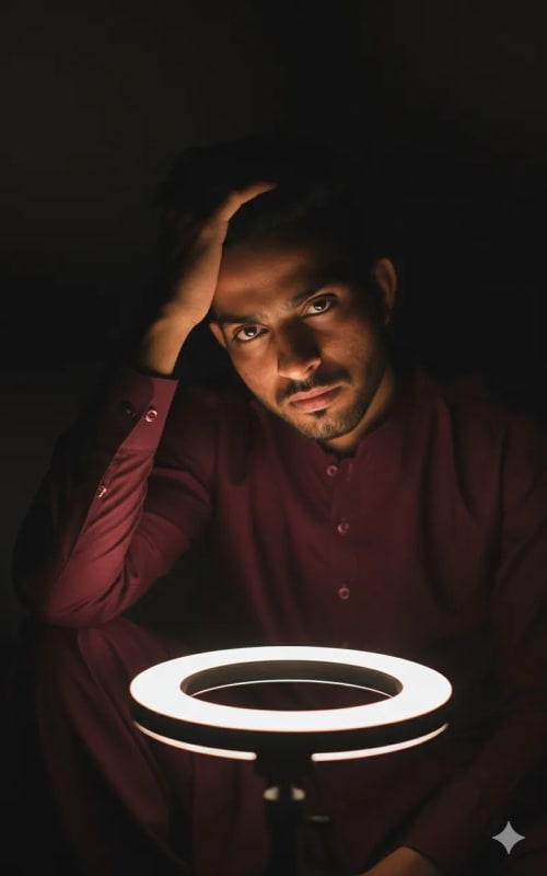 Pensive Young Man Portrait: Ring Light Photography thumbnail 2