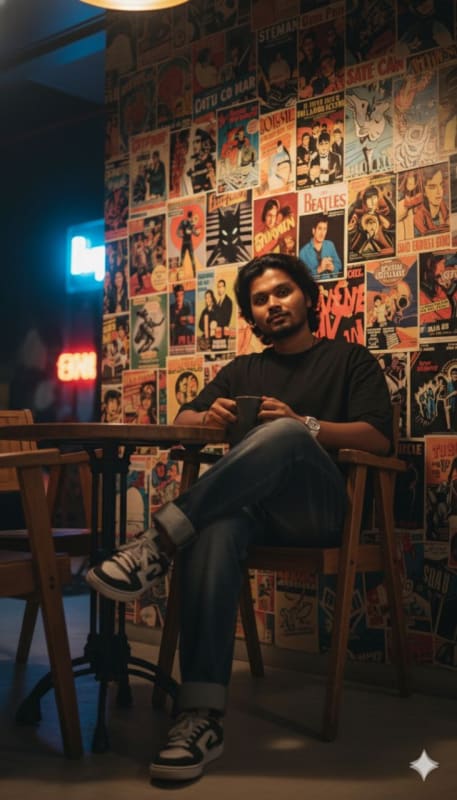 Urban Cafe Portrait: Vintage Poster Wall - view 1