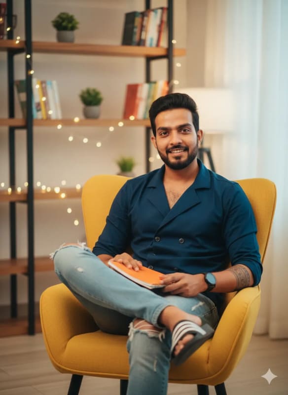 Stylish Man in Yellow Chair Portrait Photography thumbnail 2